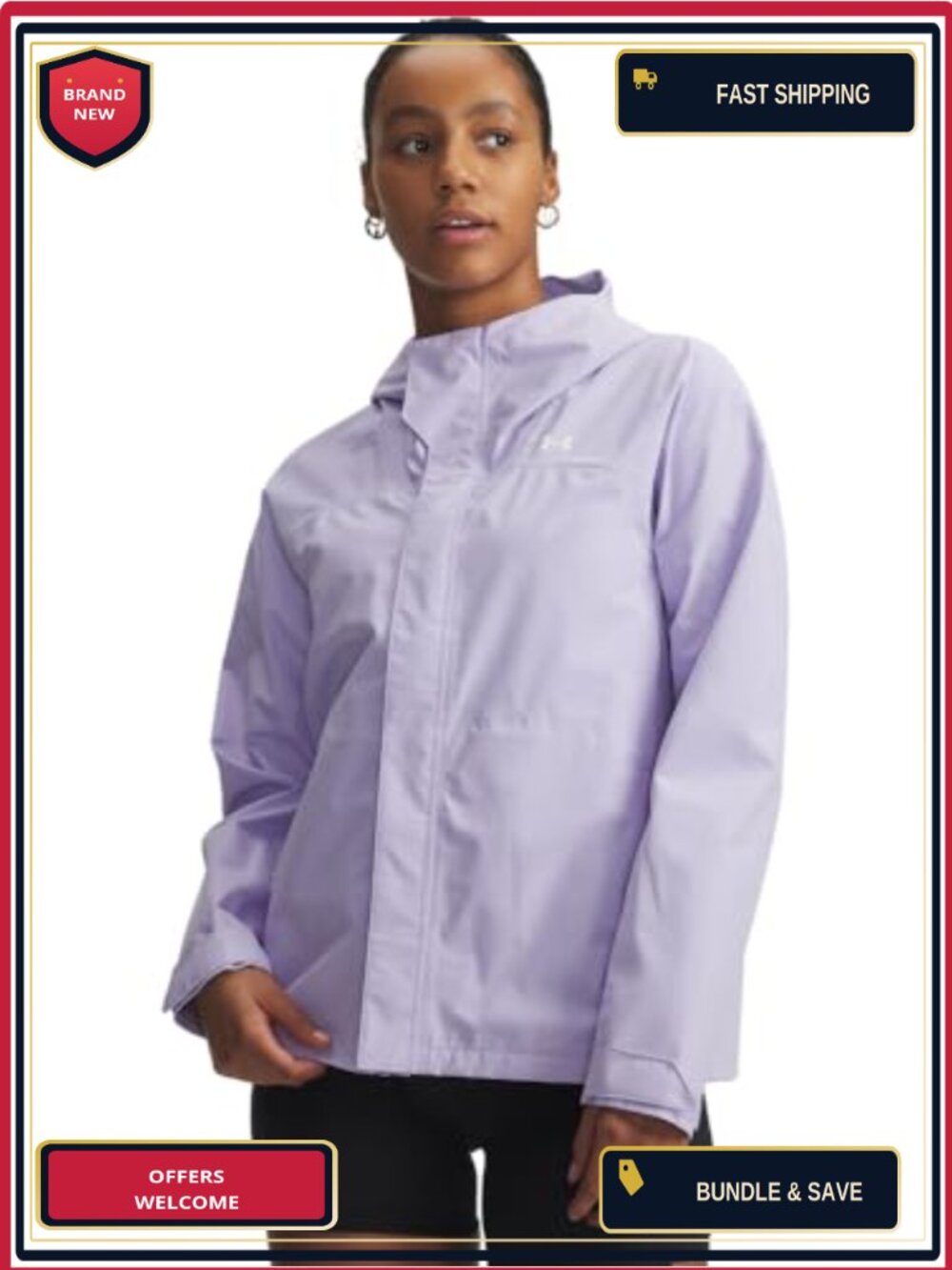 Women's Waterproof Rain Jacket Anorak Long Sleeve Zip